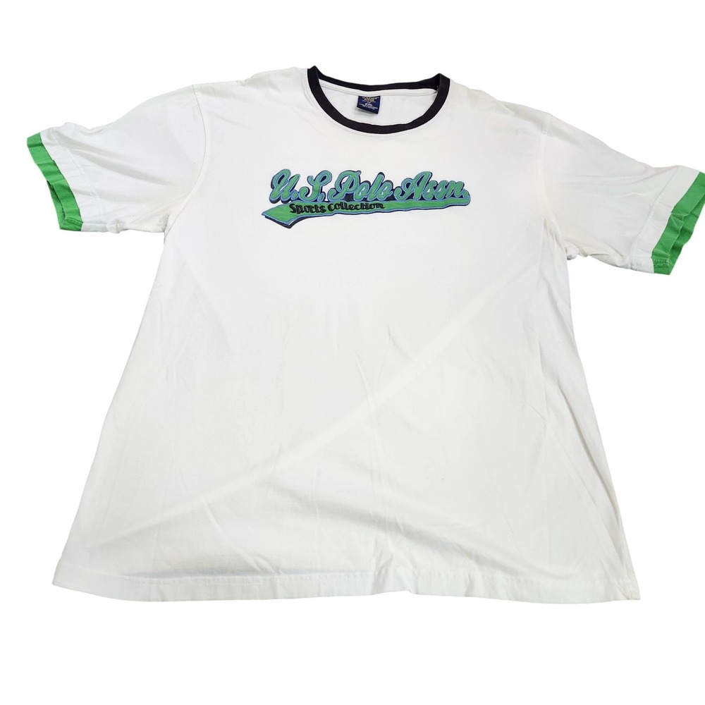U.S. Polo Assn. Shirt Mens 2XL White Ringer Sports Collection Graphic Tee Top